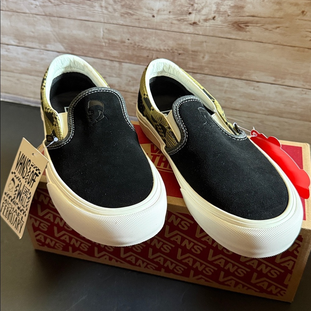 Vans Classic Slip On Michael February Black Olive Mens UltraCush Shoes NIB